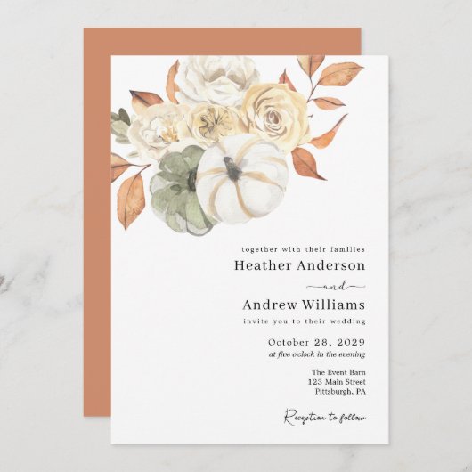 Rustic Autumn Foliage Wedding Kaart (Voorkant / Achterkant)