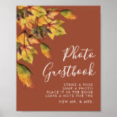 Rustic Autumn Foliage Wedding Photo Guestbook Poster (Voorkant)