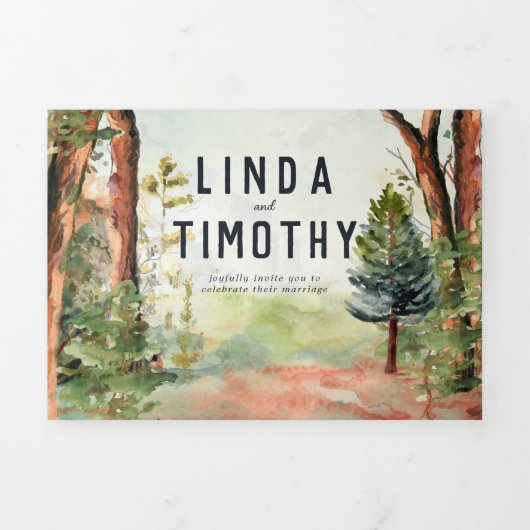 Rustic Autumn Forest | Boho Wedding Drieluik Uitnodiging (Cover)