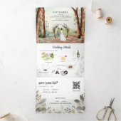 Rustic Autumn Forest | Boho Wedding Drieluik Uitnodiging (Binnen)