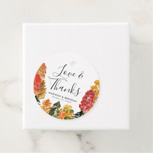 Rustic Autumn Forest Fall Wedding Bedankjes Labels (In situ)