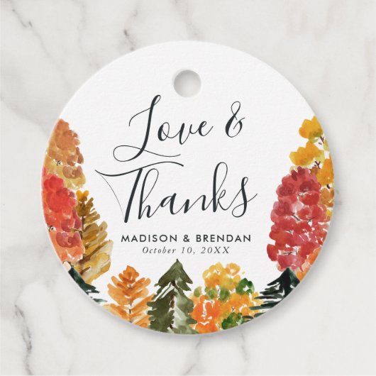 Rustic Autumn Forest Fall Wedding Bedankjes Labels (Voorkant)