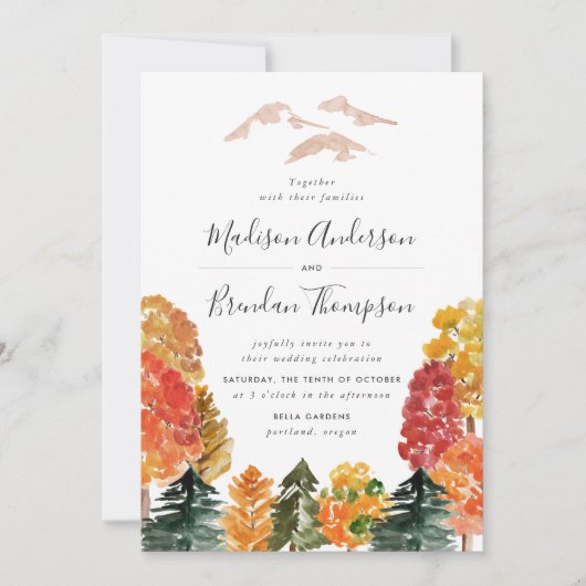 Rustic Autumn Forest Fall Wedding Kaart (Voorkant)