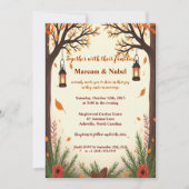 Rustic Autumn Forest Lanterns Wedding Invitation | Kaart (Voorkant)