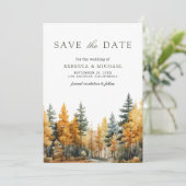 Rustic Autumn Forest Photo QR Code Wedding Save The Date (Staand voorkant)