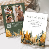 Rustic Autumn Forest Photo QR Code Wedding Save The Date
