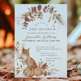 Rustic Autumn Fox Pumpkin Baby shower Kaart