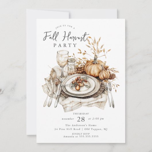 Rustic Autumn Gathering Thanksgiving Uitnodiging (Voorkant)