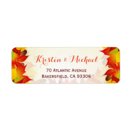 Rustic Autumn Gold Red Fall Leaves Etiket