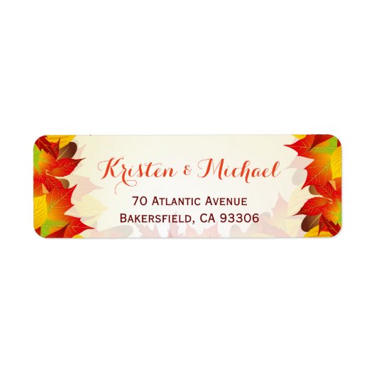 Rustic Autumn Gold Red Fall Leaves Etiket (Voorkant)