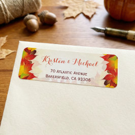 Rustic Autumn Gold Red Fall Leaves Etiket