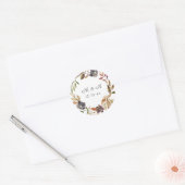 Rustic Autumn Greenery Monogram Ronde Sticker (Envelop)