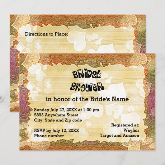 Rustic Autumn Hearts en Lijst Afbeelding Vrijgezel Kaart (Voorkant / Achterkant)