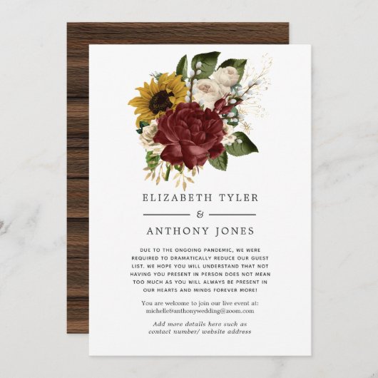 Rustic Autumn - Herfst Bloemstuk Bruiloftsgasten Aankondiging (Voorkant / Achterkant)