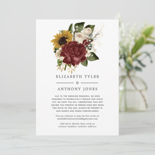 Rustic Autumn - Herfst Bloemstuk Verminderde Trouw Aankondiging (Staand voorkant)