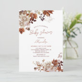 Rustic Autumn Herfst Floral Baby shower Kaart (Staand voorkant)