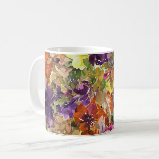 Rustic Autumn Herfst Floral Pattern Koffiemok (Voorkant links)