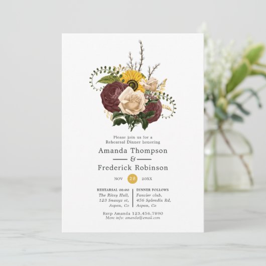 Rustic Autumn - Herfst Floral repesal Dinner Kaart (Staand voorkant)