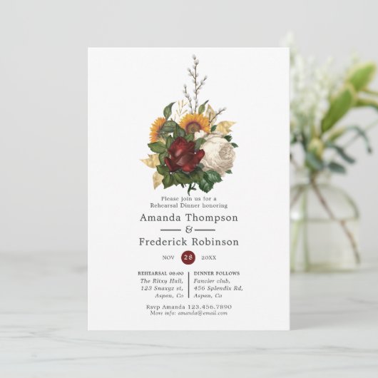 Rustic Autumn - Herfst Floral repesal Dinner Kaart (Staand voorkant)