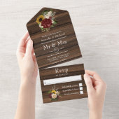 Rustic Autumn - Herfst Floral Wedding All In One Uitnodiging (Afscheurbaar)