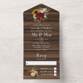 Rustic Autumn - Herfst Floral Wedding All In One Uitnodiging (Binnen)