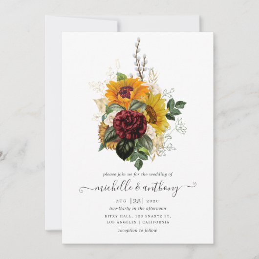 Rustic Autumn - Herfst Floral Wedding Kaart (Voorkant)