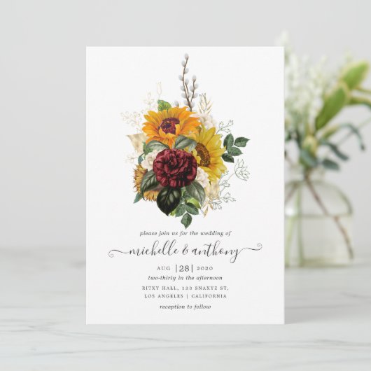 Rustic Autumn - Herfst Floral Wedding Kaart (Staand voorkant)