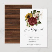Rustic Autumn - Herfst Floral Wedding RSVP Kaartje (Voorkant / Achterkant)