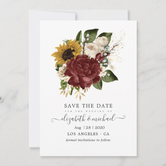 Rustic Autumn - Herfst Floral Wedding Save The Date (Voorkant)