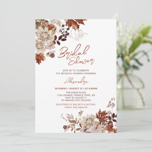 Rustic Autumn Herfst Floral Wedding Vrijgezellenfe Kaart (Staand voorkant)