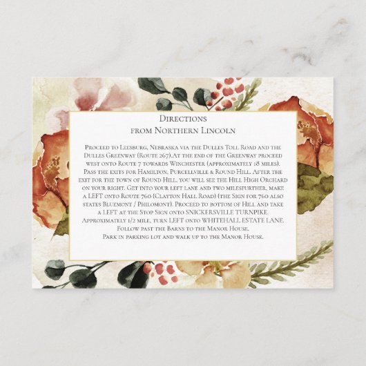 Rustic Autumn Herfst Flowers Detail Waterverf Wash Informatiekaartje (Achterkant)