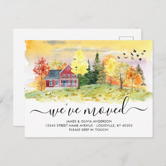 Rustic Autumn Herfst Forest Bossen We hebben Beweg Aankondigingskaart (Voorkant / Achterkant)