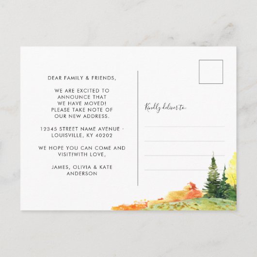 Rustic Autumn Herfst Forest Bossen We hebben Beweg Aankondigingskaart (Achterkant)