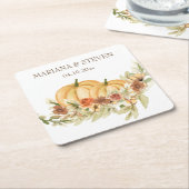 Rustic Autumn Herfst in Love Pumpkin Wedding Kartonnen Onderzetters (Schuin)