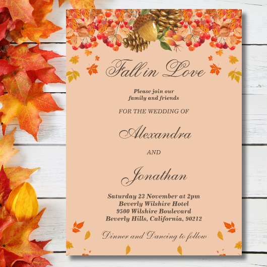 Rustic Autumn Herfst in Love Wedding Kaart