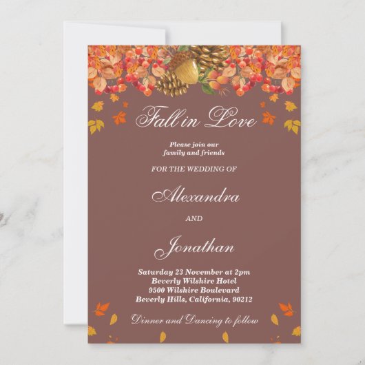 Rustic Autumn Herfst in Love Wedding Kaart (Voorkant)