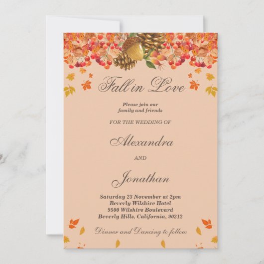 Rustic Autumn Herfst in Love Wedding Kaart (Voorkant)