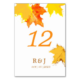 Rustic Autumn Herfst in Love Wedding Table Number Kaart