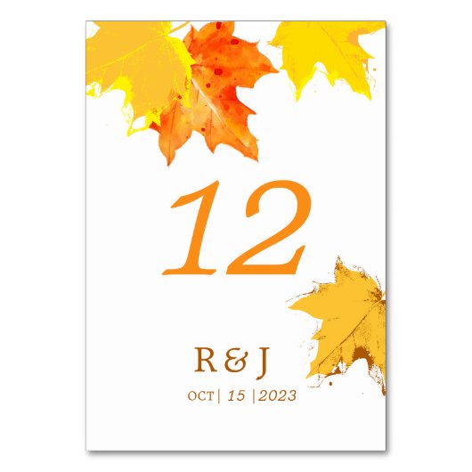 Rustic Autumn Herfst in Love Wedding Table Number Kaart (Achterkant)