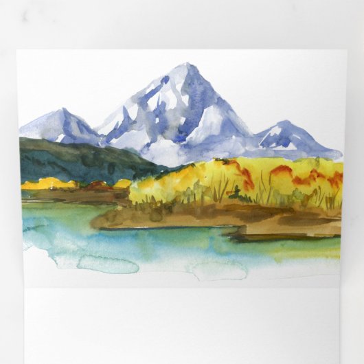 Rustic Autumn Herfst Mountain Forest Lake Wedding Drieluik Uitnodiging (Binnenzijde eerst)