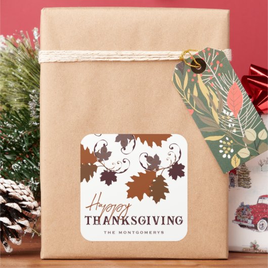 Rustic Autumn Herfst Oak laat een fijne deken zien Vierkante Sticker (Feestdagen)