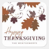 Rustic Autumn Herfst Oak laat een fijne deken zien Vierkante Sticker (Voorkant)