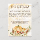Rustic Autumn Herfst Pumpkin Details bruiloft Informatiekaartje (Voorkant)