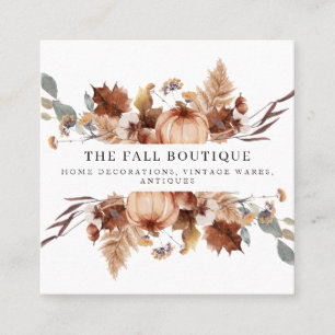 Rustic Autumn Herfst Pumpkin Floral Leaves Foliage Vierkante Visitekaartje