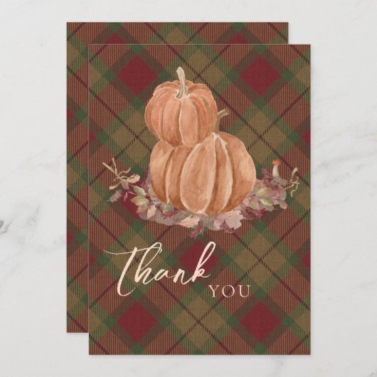 Rustic Autumn Herfst Pumpkin Pset - Hartelijk dank Kaart (Voorkant / Achterkant)