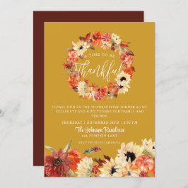 Rustic Autumn Herfst Pumpkin Thanksgiving Dinner Kaart