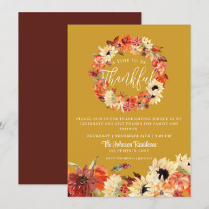 Rustic Autumn Herfst Pumpkin Thanksgiving Dinner Kaart