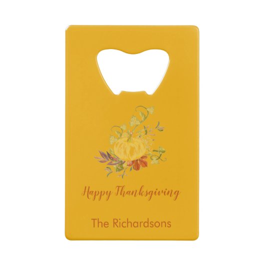 Rustic Autumn Herfst Pumpkin Thanksgiving kleur Creditkaart Flessenopener (Voorkant)