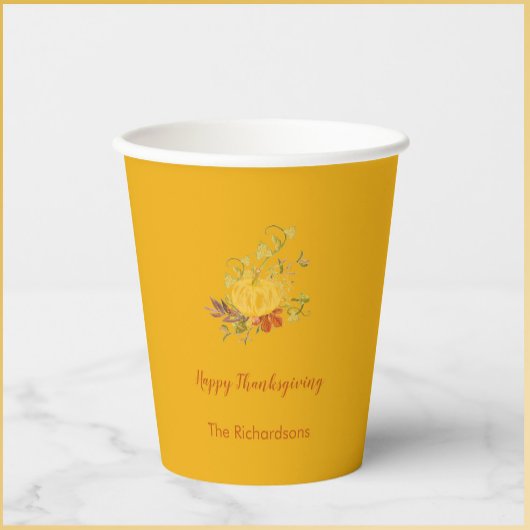 Rustic Autumn Herfst Pumpkin Thanksgiving kleur Papieren Bekers