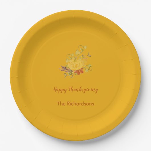 Rustic Autumn Herfst Pumpkin Thanksgiving kleur Papieren Bordje (Voorkant)